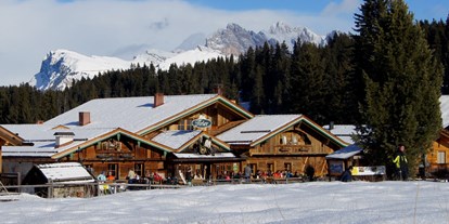 Allergiker-Hotels - Bad und WC getrennt - Seiser Alm - Außenansicht Restaurant Winter - Tirler Dolomites Living Hotel 