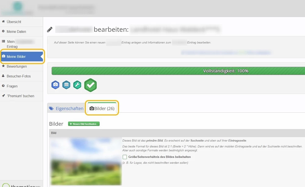 Bilder hochladen im Verwaltungsbereich