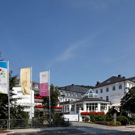 Hotel-fuer-Allergiker: Hoteleinfahrt - Romantik- & Wellnesshotel Deimann