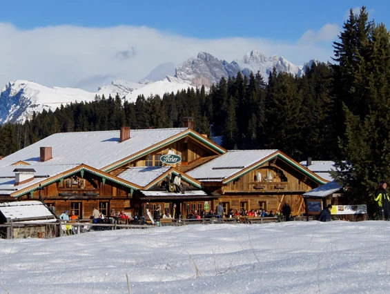 Hotel-fuer-Allergiker: Außenansicht Restaurant Winter - Tirler Dolomites Living Hotel