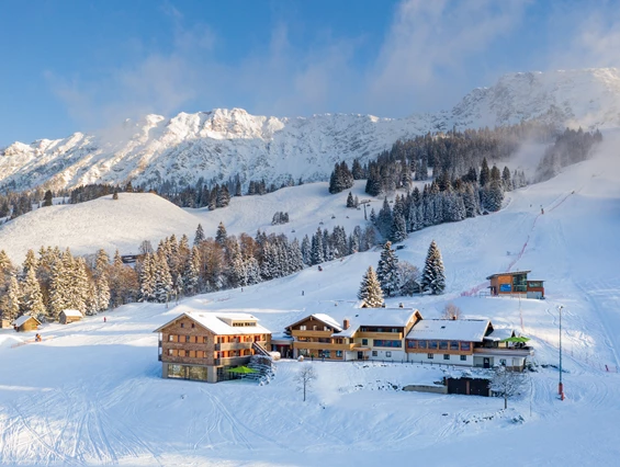 Hotel-fuer-Allergiker: Hotel Außenansicht Winter - Biohotel Mattlihüs
