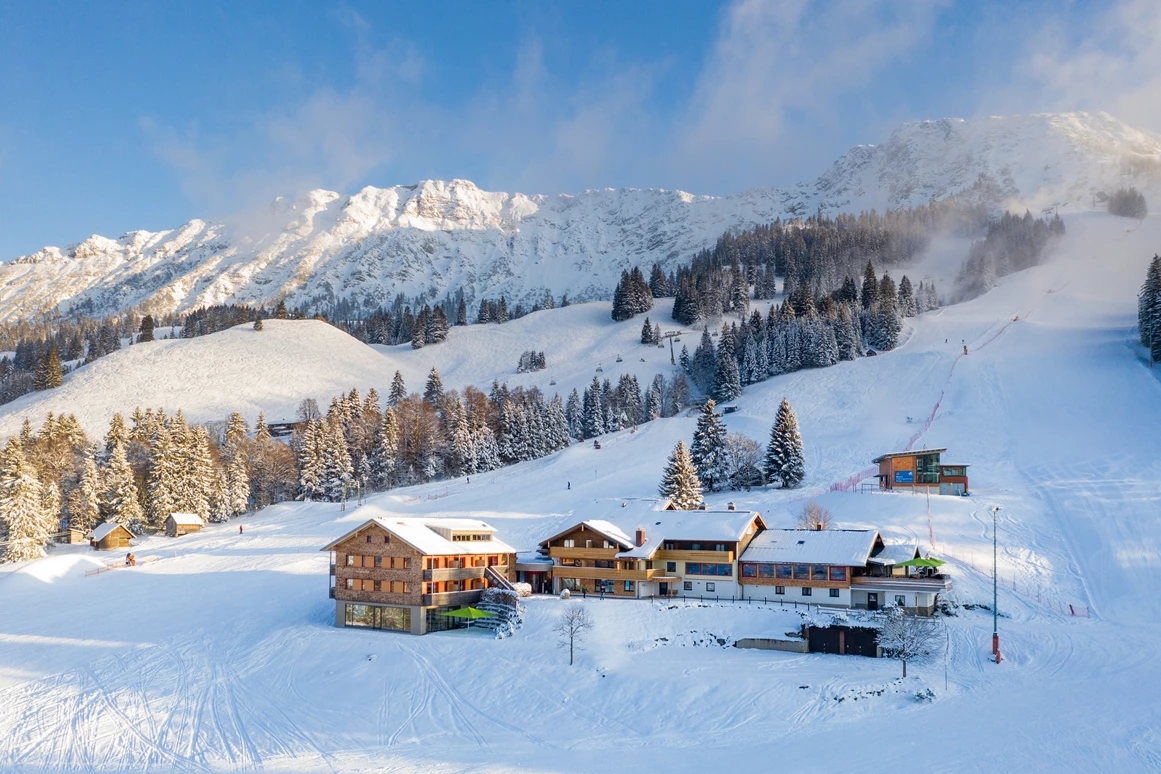 Hotel-fuer-Allergiker: Hotel Außenansicht Winter - Biohotel Mattlihüs