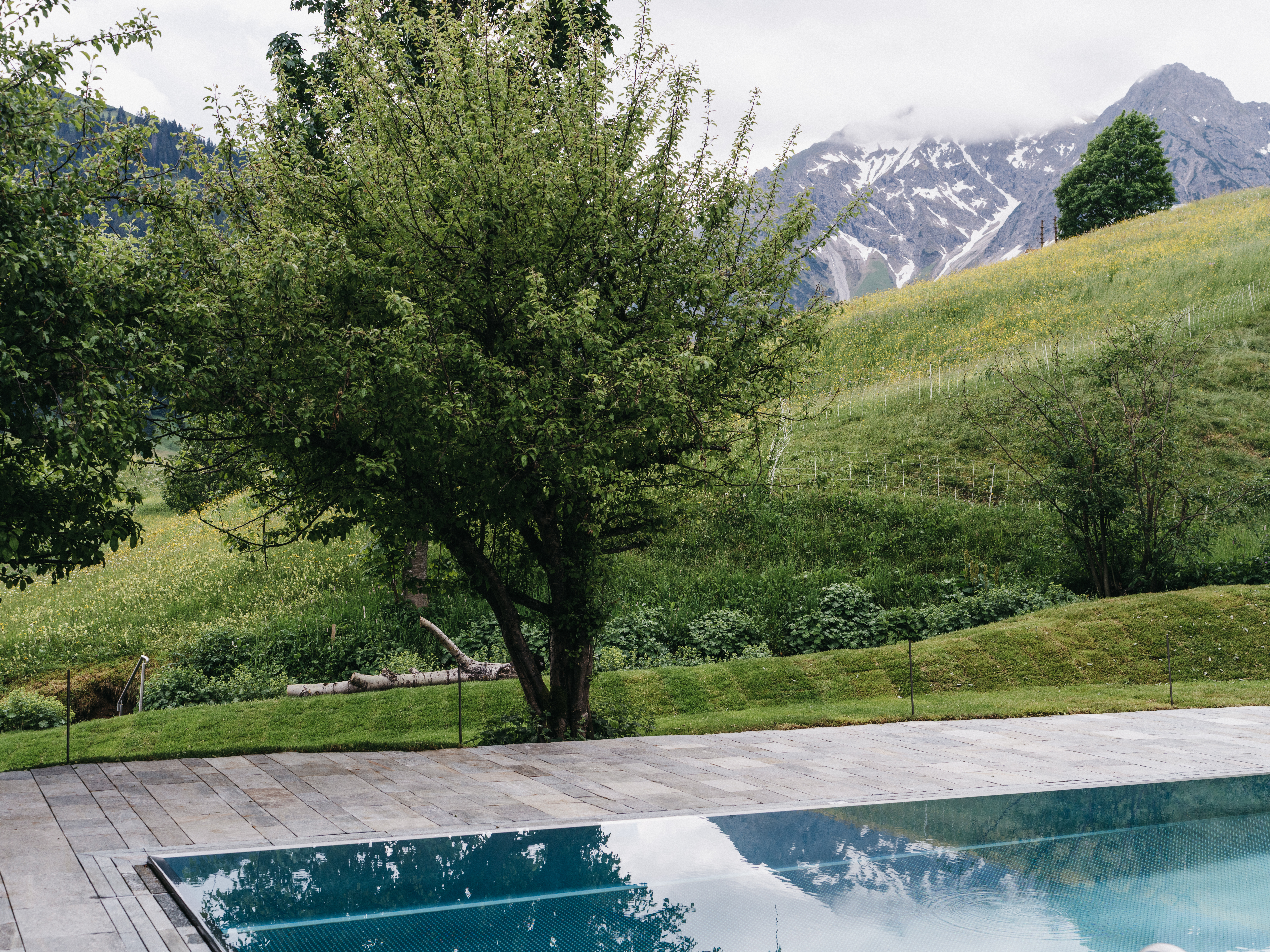Hotel-fuer-Allergiker: Außenpool mit Bergblick - Das Naturhotel Chesa Valisa****s